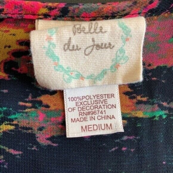 Belle Du Jour Multi Color Chiffon Top Size M - Picture 4 of 6